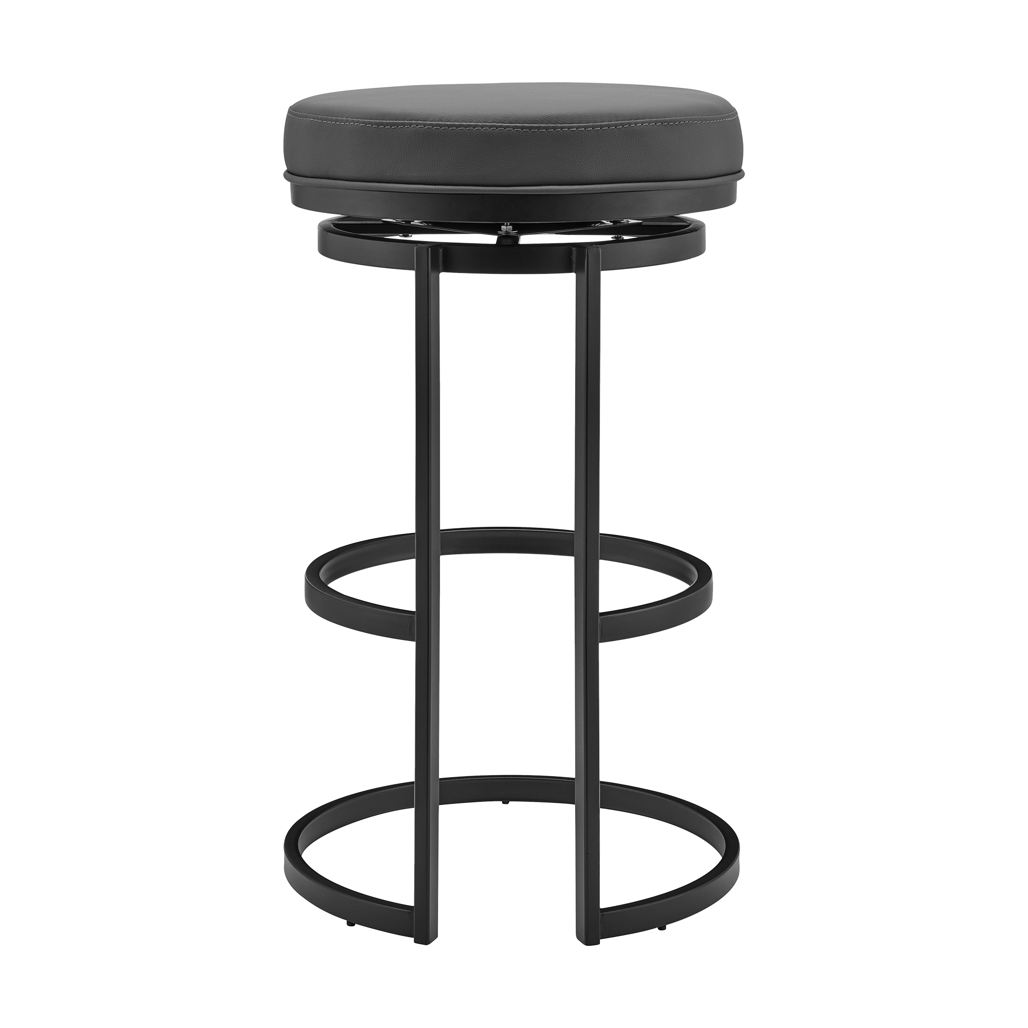Vander 30″ Gray Faux Leather and Black Metal Swivel Bar Stool GGMyHome