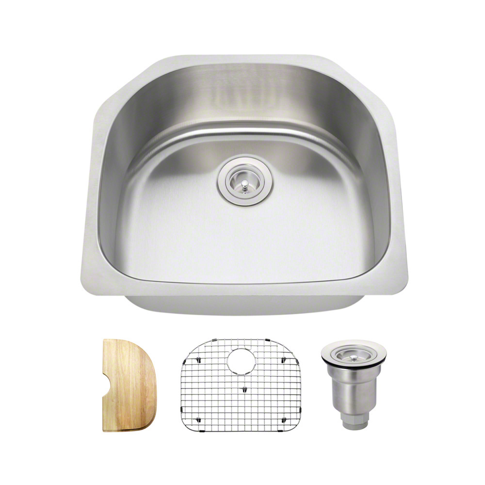 MR Direct Stainless Steel 24 in. Single Bowl Undermount Kitchen Sink ...