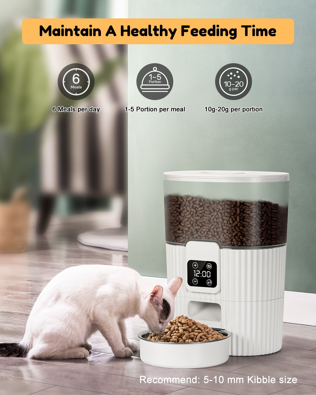 kidsjoy Automatic Cat Feeder, 3.5L Dual Power Pet Feeder Automatic Dry ...